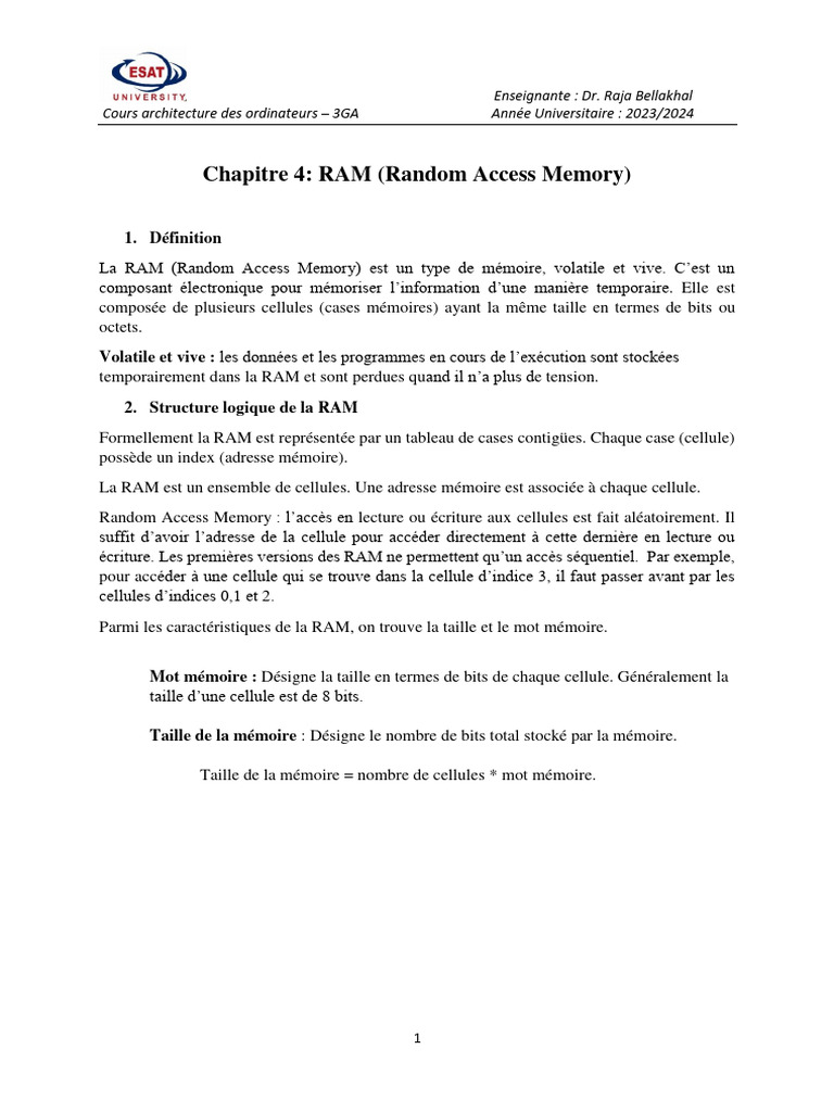 Architecture de la RAM expliquée | PDF | Mémoire vive | Ingénierie ...