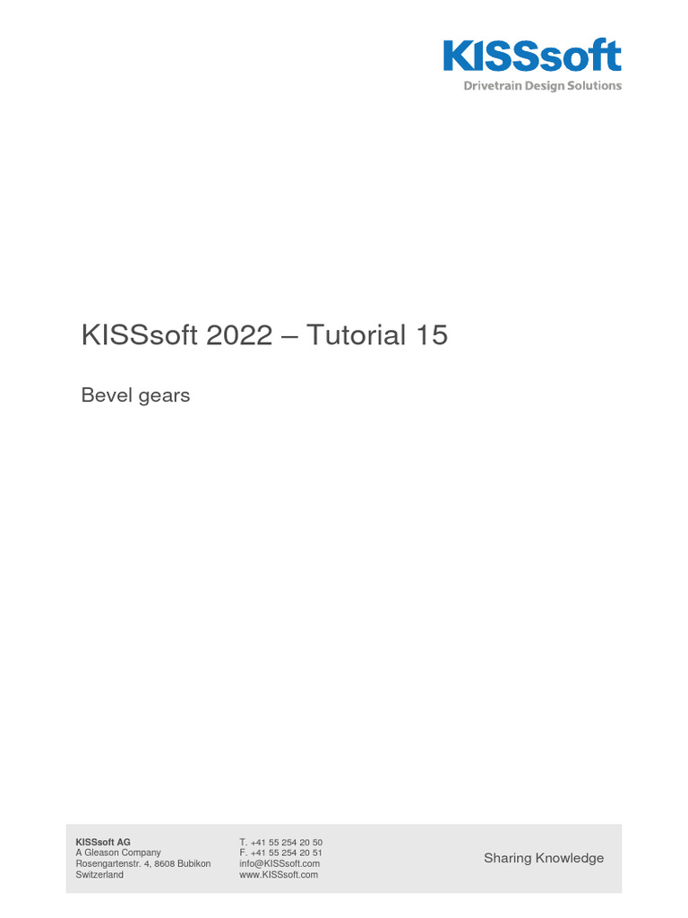 KISSsoft Bevel Gear Optimization Guide | PDF | Gear | Mechanical ...