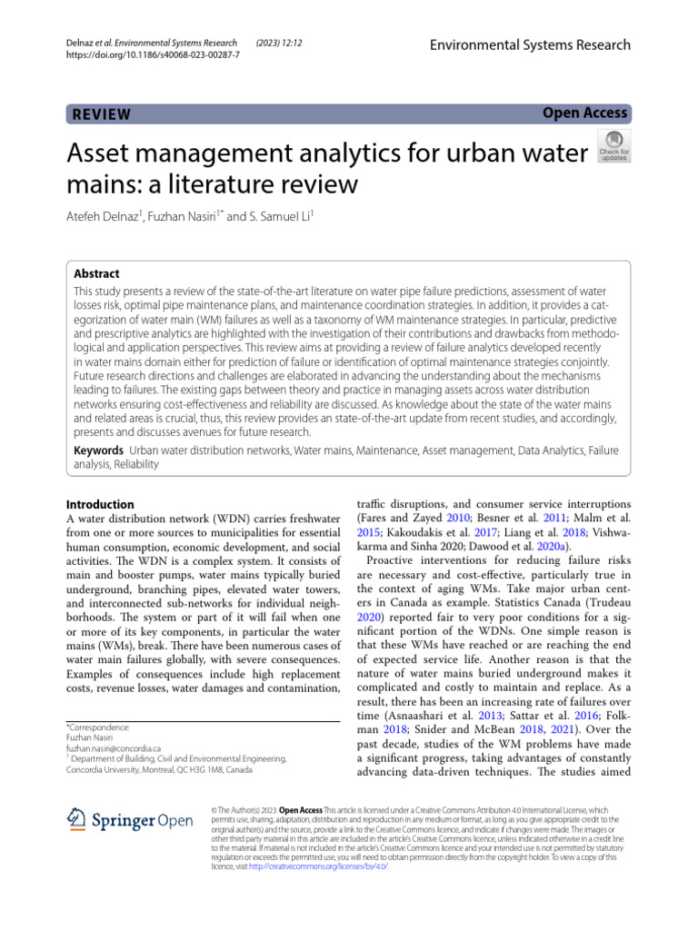 Asset Management Analytics For Urban Water | PDF | Machine Learning ...