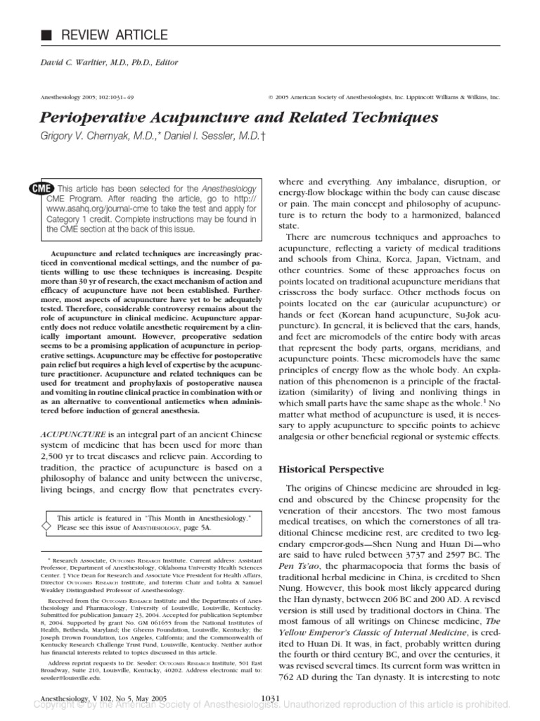 acupuntura anestesia Acupuncture Anesthesia