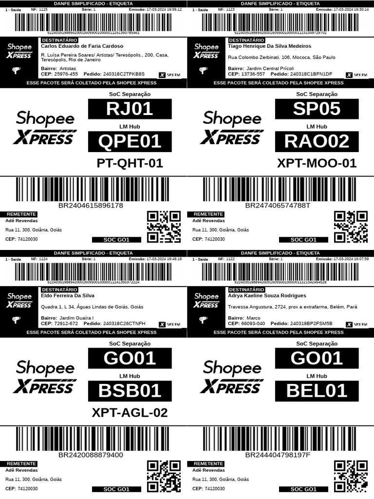 Etiquetas de Envio Shopee Xpress | PDF