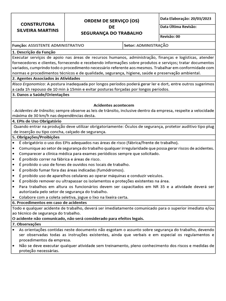 Segurança do Trabalho na Construtora Silveira Martins | PDF | Gestão de ...