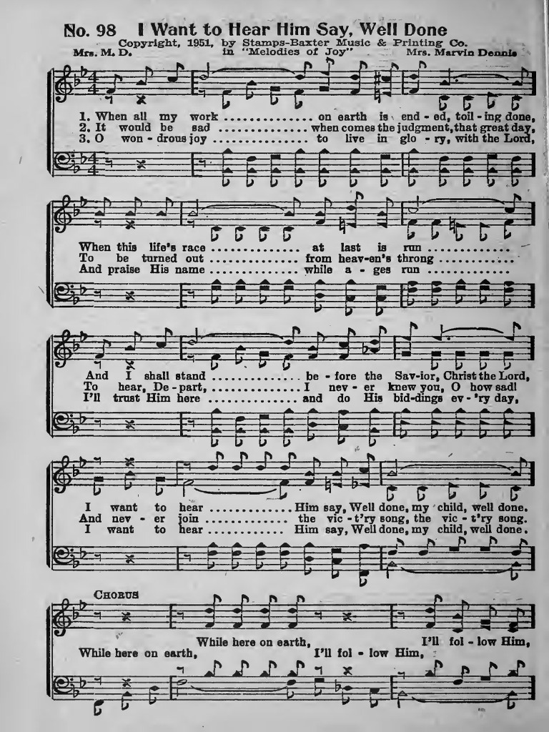 I Want To Hear Him Say Well Done | PDF