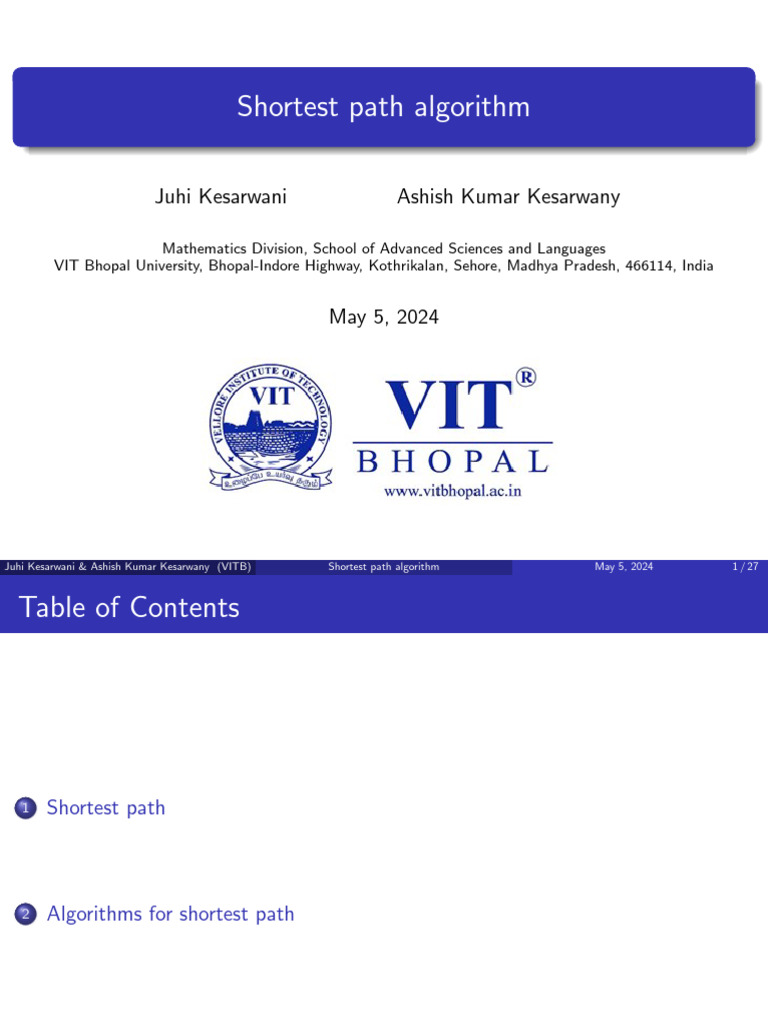 Shortest Path Algorithms Overview | PDF | Graph Theory | Theoretical ...