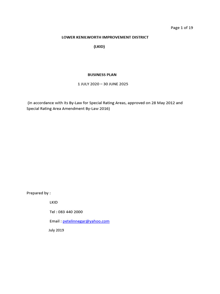 Lower Kenilworth Improvement District Plan | PDF | Business | Closed ...