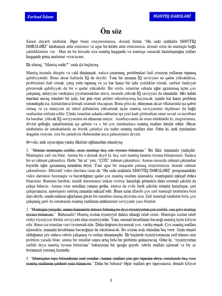 nami Edu Məntiq - Fərhad İslam | PDF