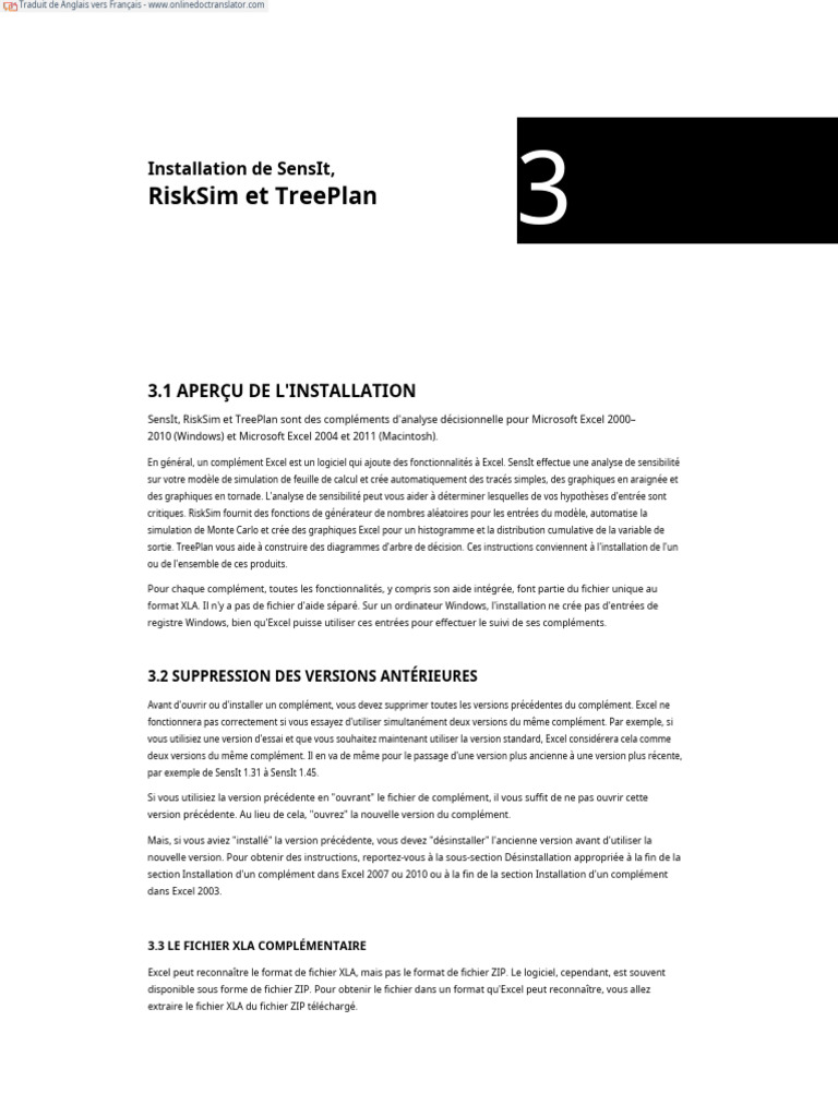 Installation de SensIt, RiskSim, TreePlan | PDF | Microsoft Excel ...