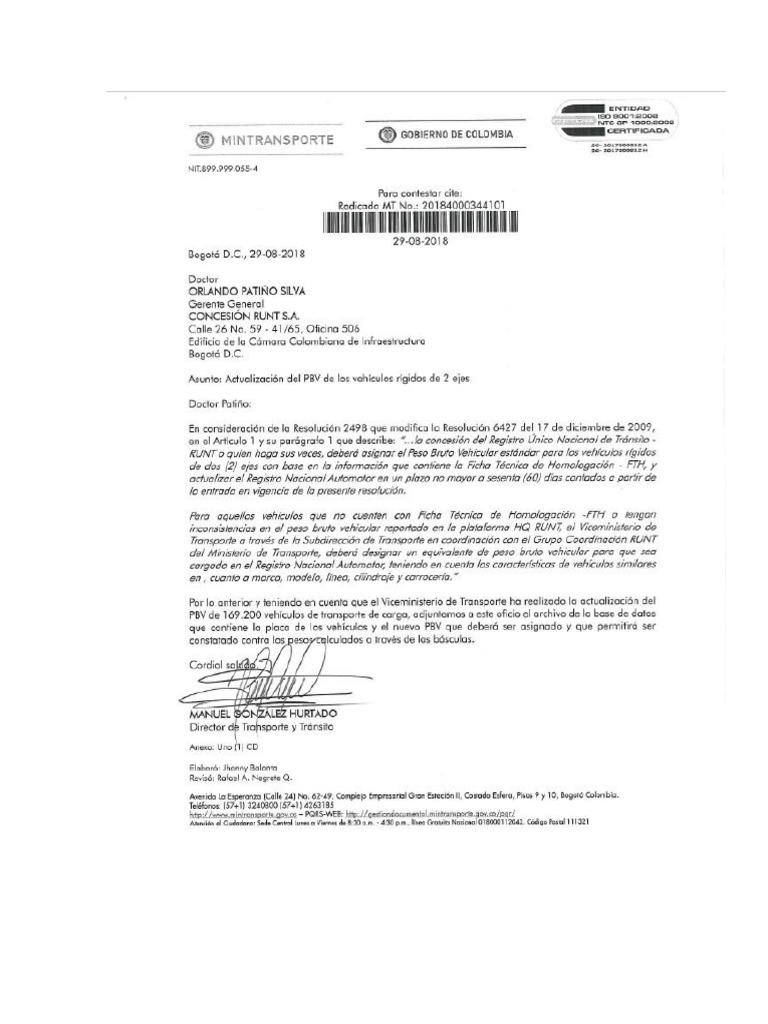 Concepto Actualizacion Del PBV de Los Vehiculos Rigidos de 2 Ejes | PDF