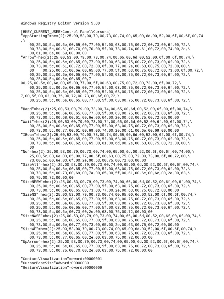 Windows Cursor Settings Registry Edit | PDF | Computer File | Operating ...