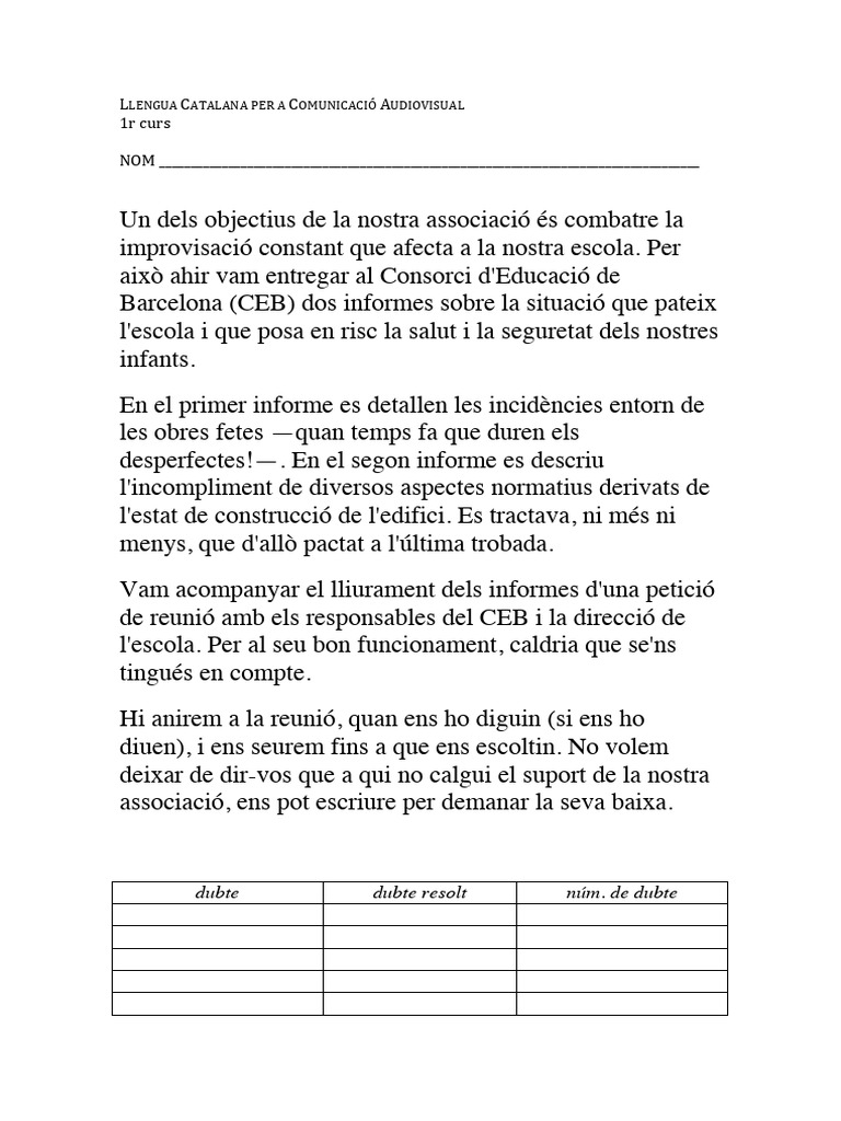 Activitat 101 Dubtes Del Català | PDF