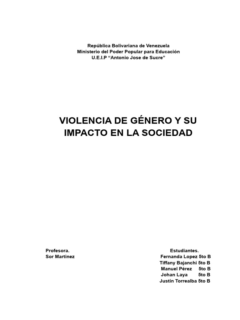 Impacto de la Violencia de Género en Venezuela | PDF | La violencia ...