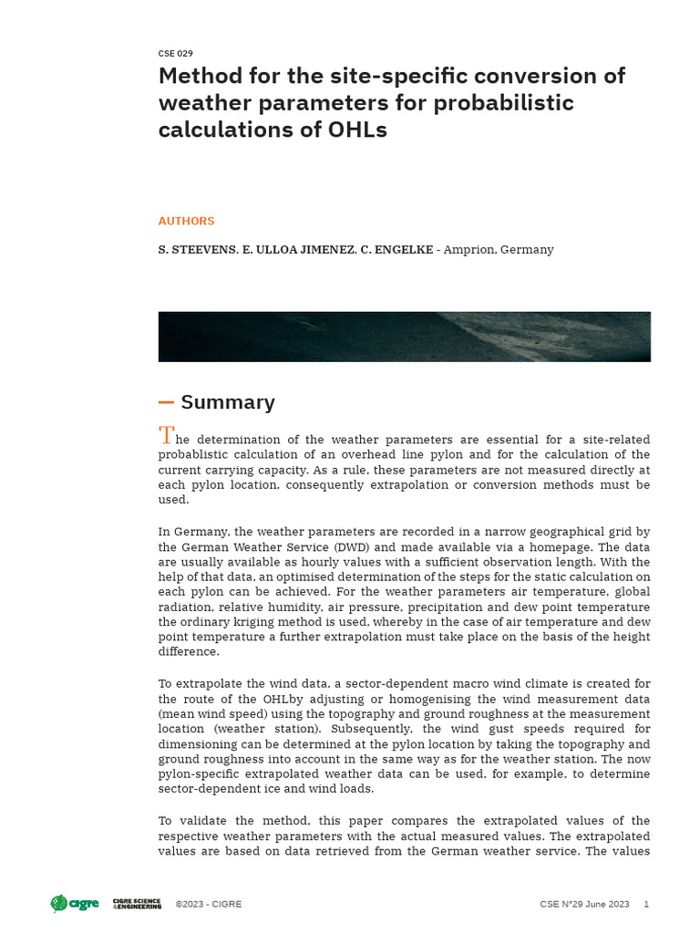 CSE - 29 Method For The Site Specific Conversion of Weather Parameters ...