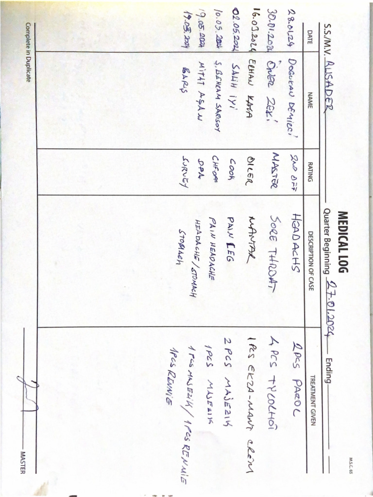 Ship Medical Log Book Pdf