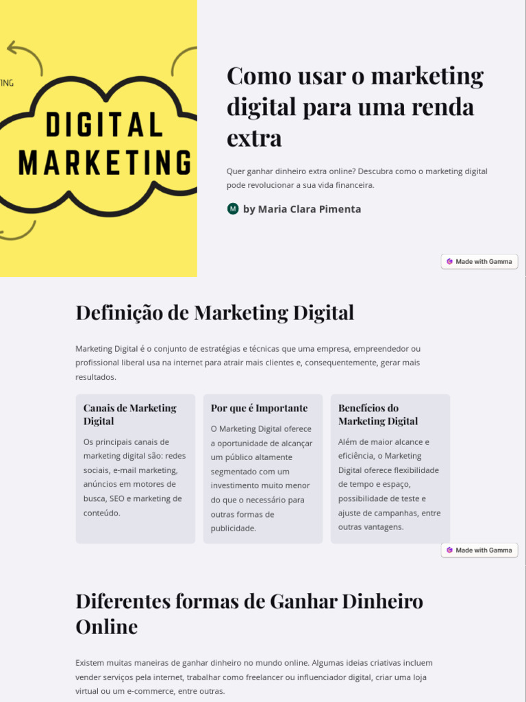 Como Usar o Marketing Digital para Uma Renda Extra | PDF | Marketing ...