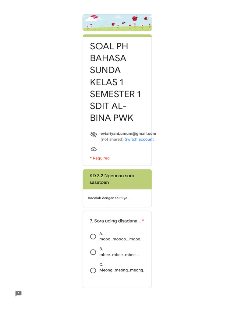 Contoh Soal PH Bahasa Sunda Kelas 4 Kurikulum 2013