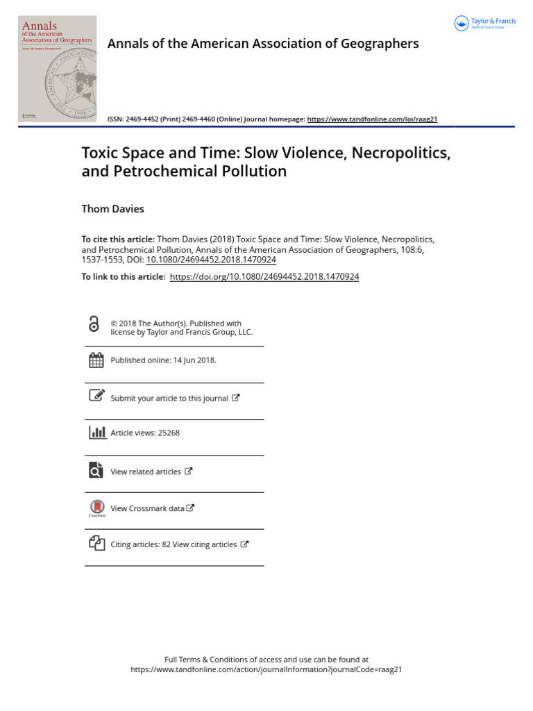 Module 4 - Davies Thom. Toxic Space and Time | PDF | Violence | Toxicity