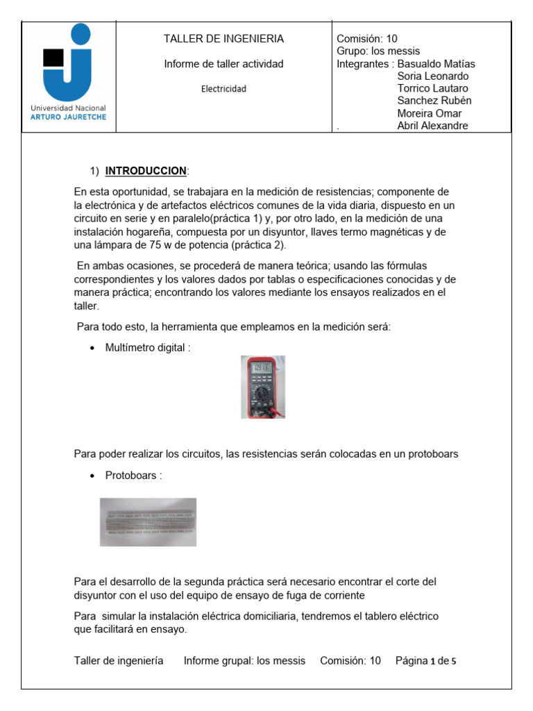 Medición de Resistencias en Protoboars | PDF | Resistencia Eléctrica y ...