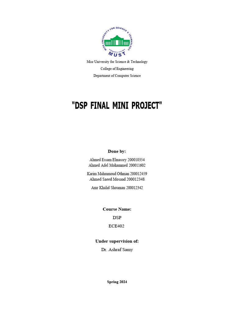FIR Filter Design in MATLAB for DSP | PDF | Filter (Signal Processing ...