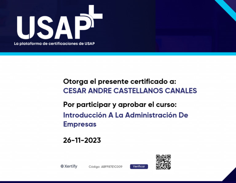 Certificado USAP PLUS | PDF