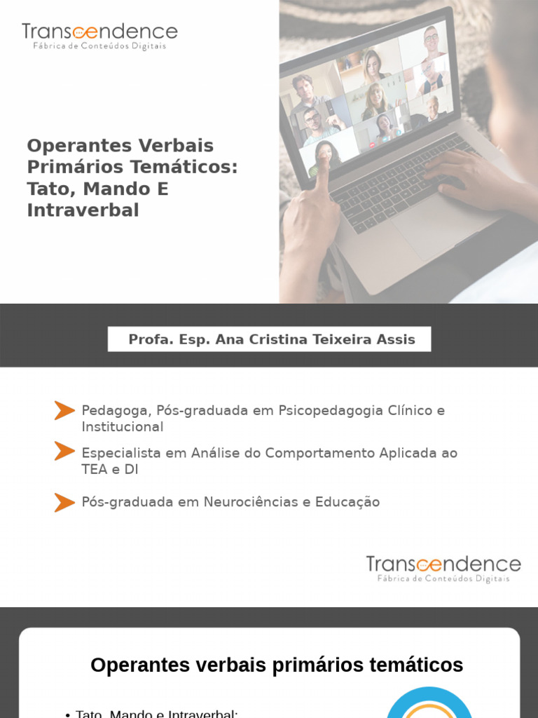 Operantes Verbais: Tato, Mando e Intraverbal | PDF | Comportamento ...