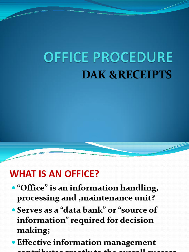 Office Procedures and Dak Management Guide | PDF | Mail | Information
