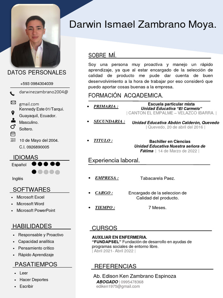 Darwin Ismael Zambrano Moya. | PDF | Modificación de comportamiento