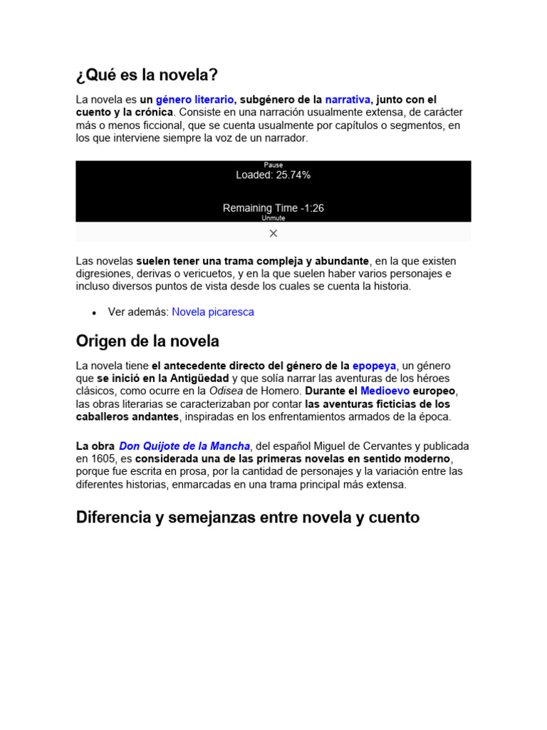 Características y tipos de novela | PDF | Narración | Novelas