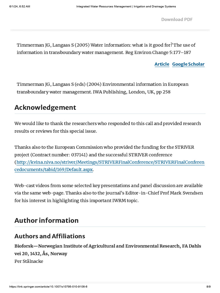 Integrated Water Resources Management Guide | PDF | Water And Politics
