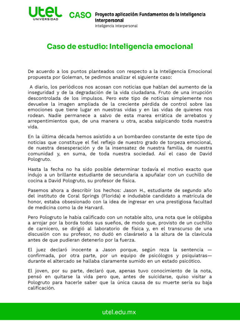 Caso 2 De Inteligencia Emocional Pdf Inteligencia Emocional