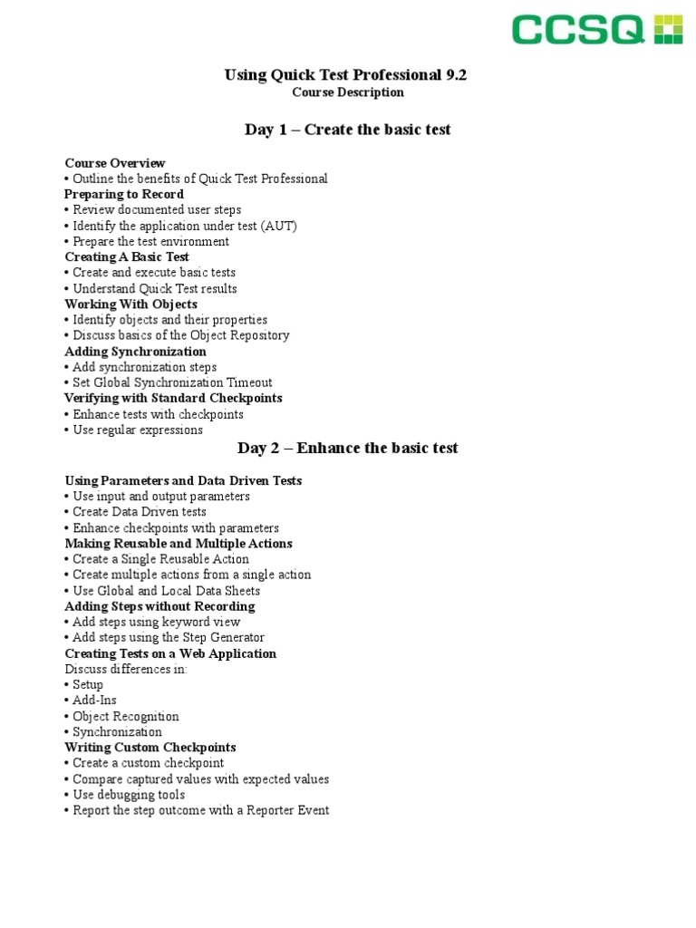 Training - QTP 9 2 - 3 Days | PDF