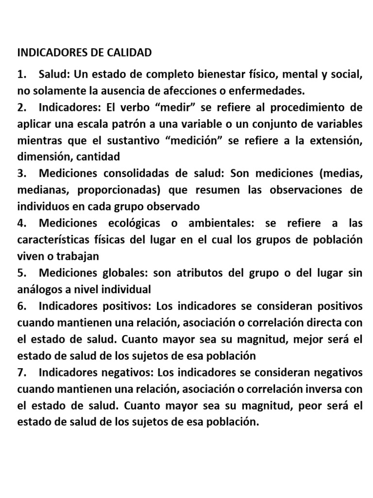Indicadores y Principios de Calidad en Salud | PDF | Bioética