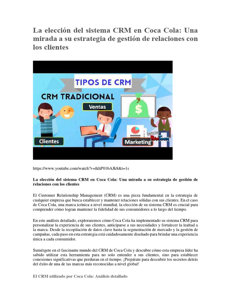 Crm En Coca Cola Descargar Gratis Pdf Gestión De La Relación Con El