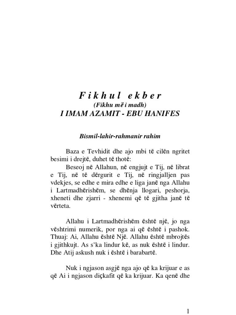 Fikhul Ekber (Fikhu Më I Madh) | PDF