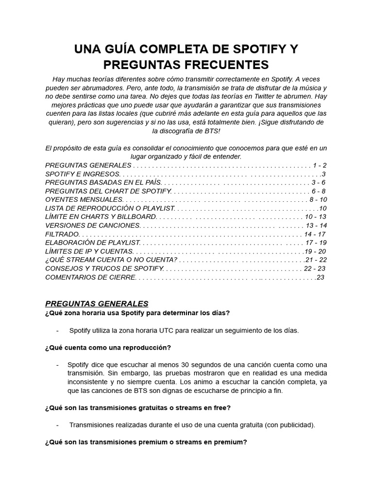Guía de Preguntas Frecuentes sobre Spotify | PDF | Spotify