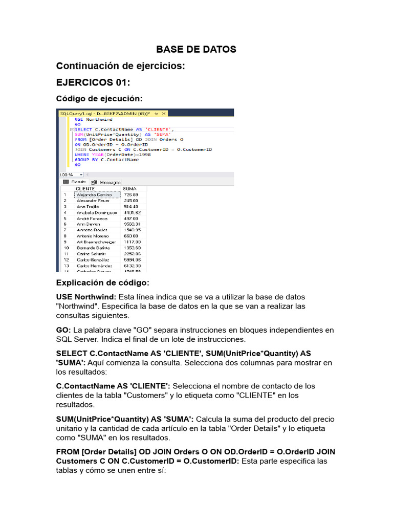 Ejercicios SQL en Base de Datos Northwind | PDF | SQL | Variable ...