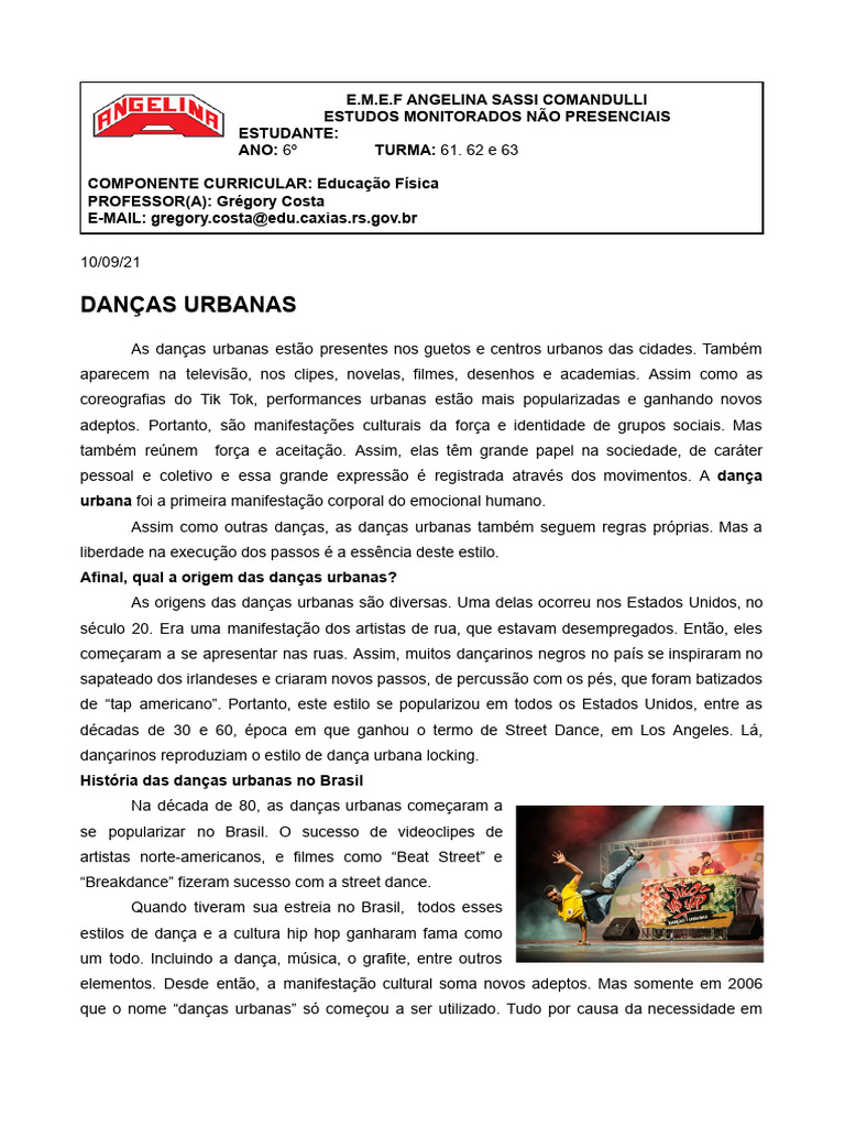 Resumo sobre Danças Urbanas | PDF | Música hip hop | Danças