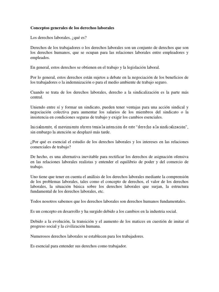 Conceptos Clave de Derechos Laborales | PDF | Derecho laboral | Sindicato