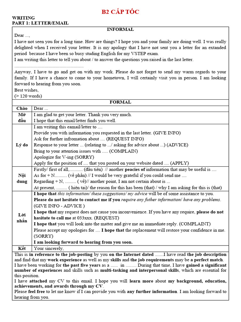 B2 Writing: Informal & Formal Letters | PDF | Violence