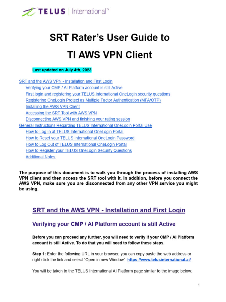 TI AWS VPN Client - User Guide 4thjuly | Download Free PDF | Login ...