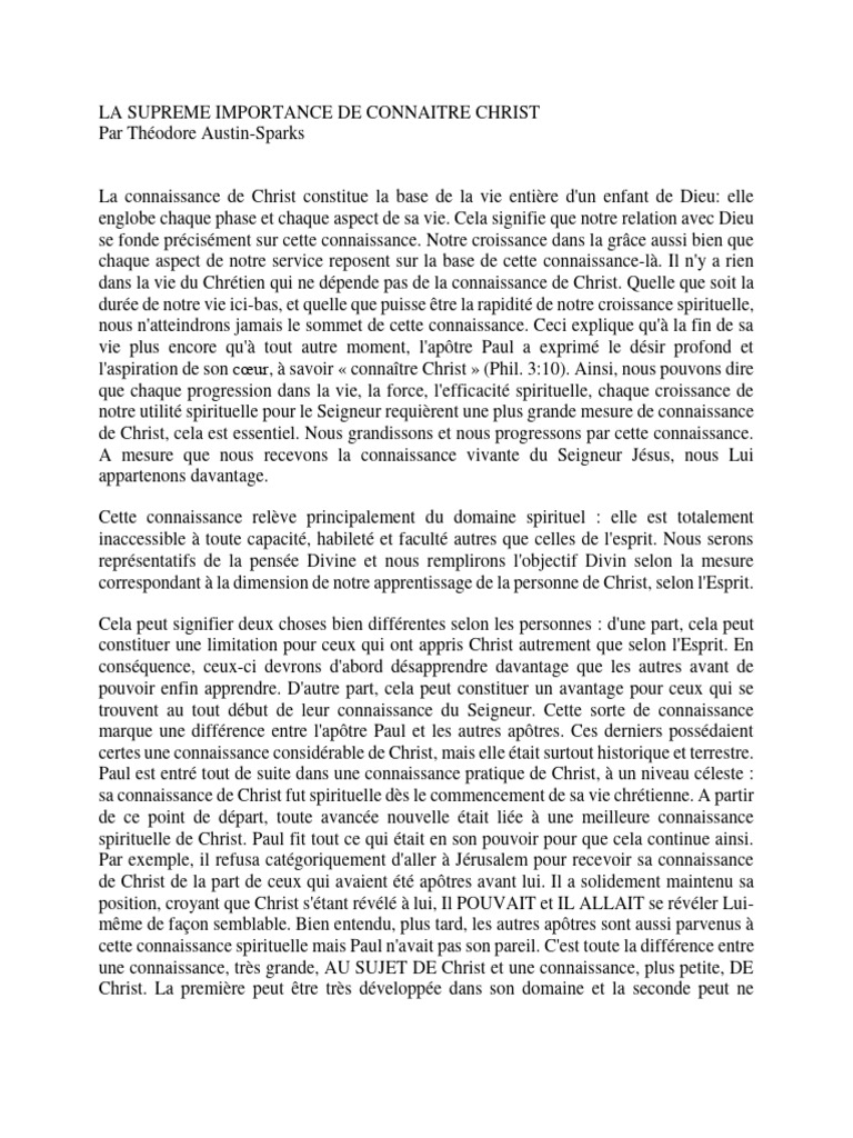 Connaître Christ : Clé de la Vie Spirituelle | PDF | Jésus | Dieu