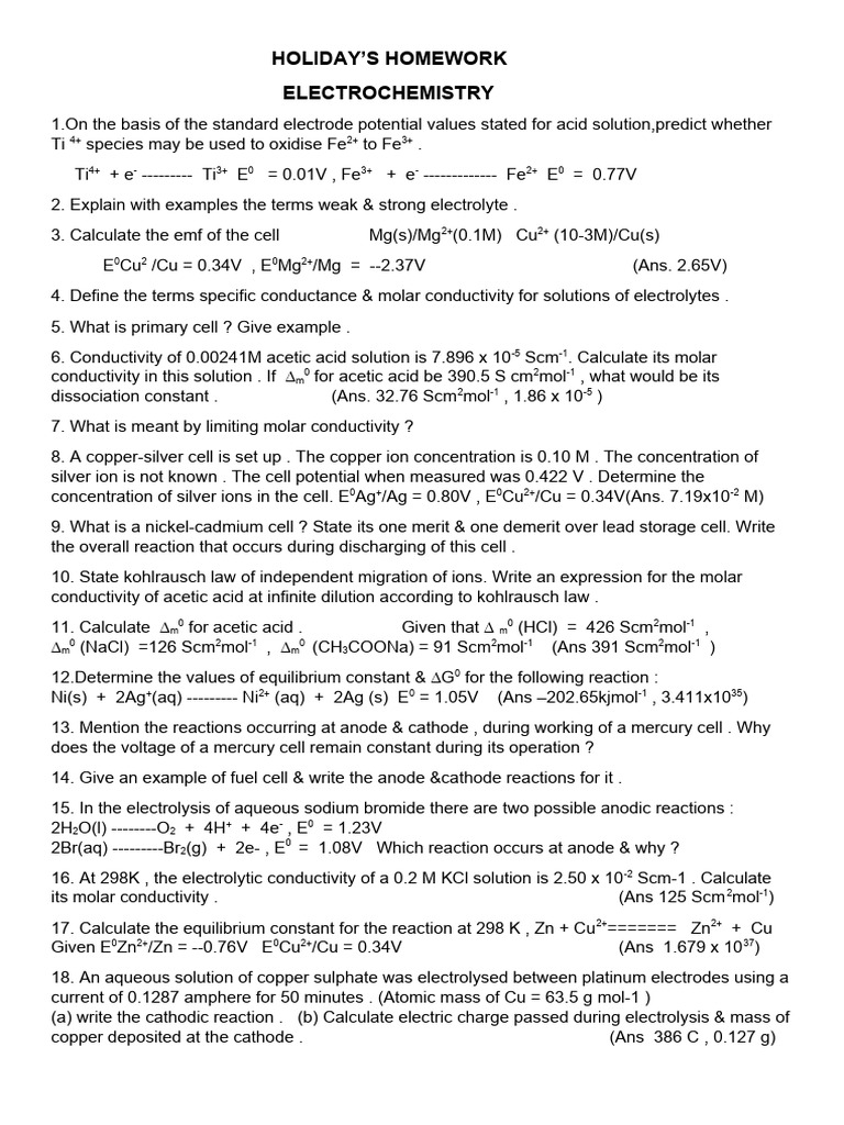 Electrochemistry Pdf Electrochemistry Anode