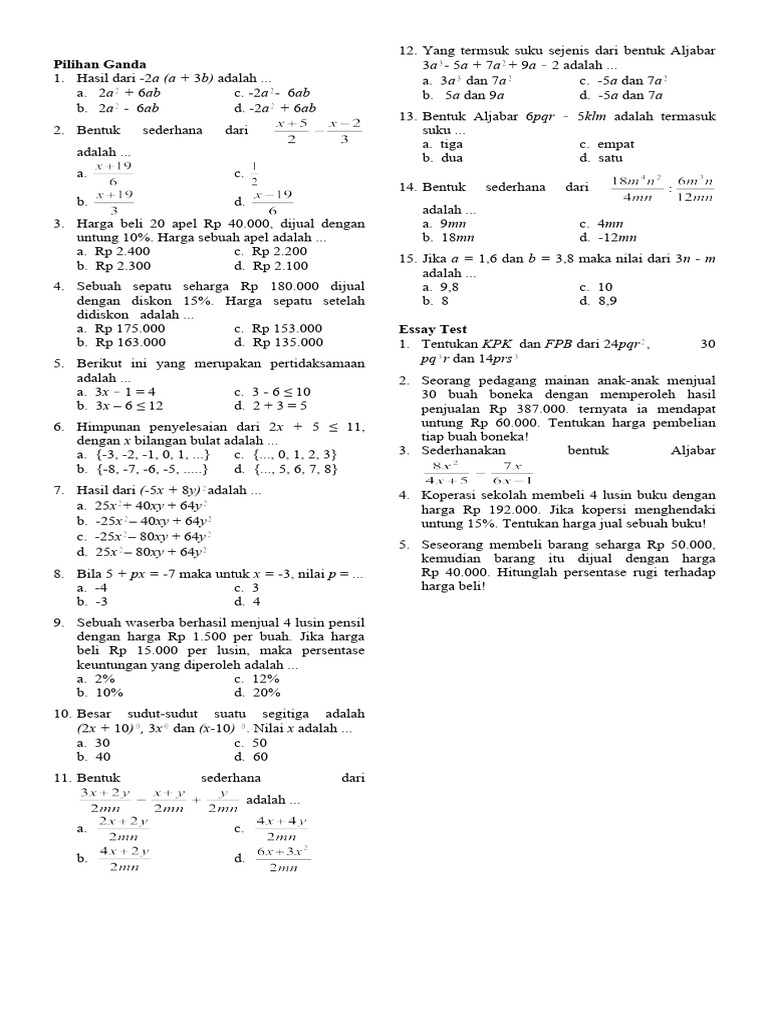 Matematika Kelas 7 | PDF | Metode & Bahan Ajar