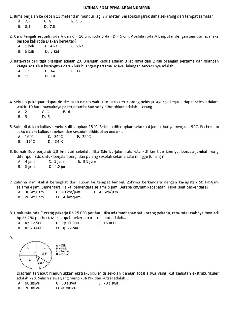 Latihan Soal Penalaran Numerik | PDF | Olahraga & Rekreasi