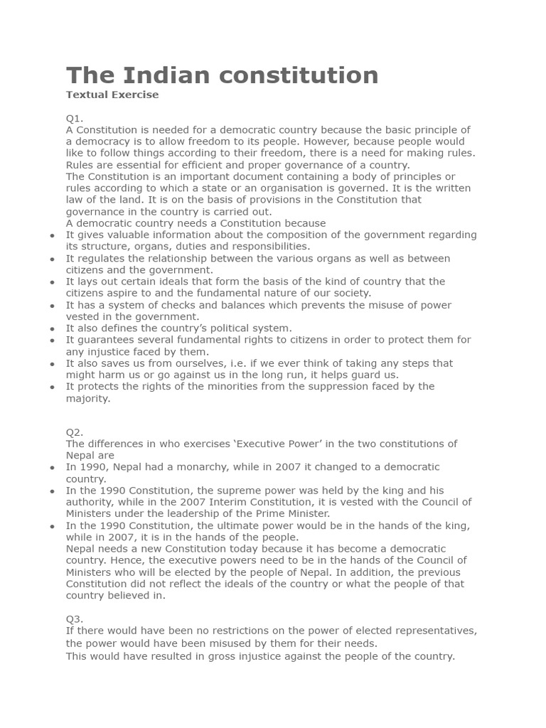 Understanding the Indian Constitution | PDF | Separation Of Powers ...