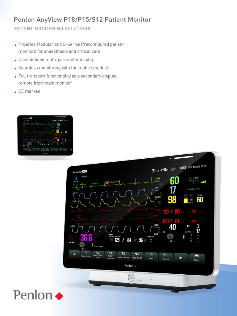 Penlon AnyView P-Series Monitors Overview | PDF | Computer Monitor ...