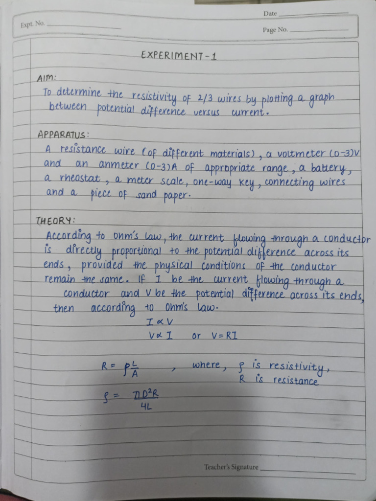 Physics Experiment 1 Pdf Electrical Resistivity And Conductivity