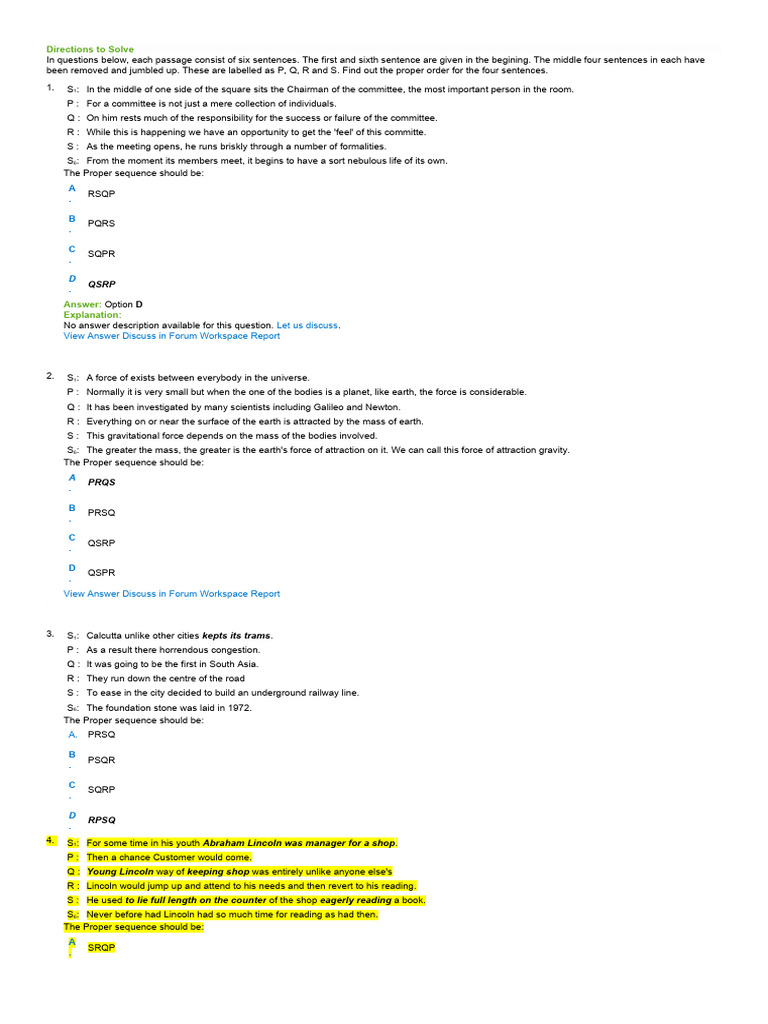 Sentence Rearrangement Exercises | PDF | Force | Gravity
