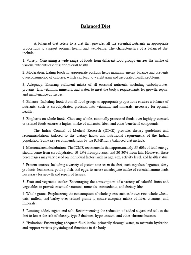 Essential Guide to a Balanced Diet | PDF | Foods | Healthy Diet