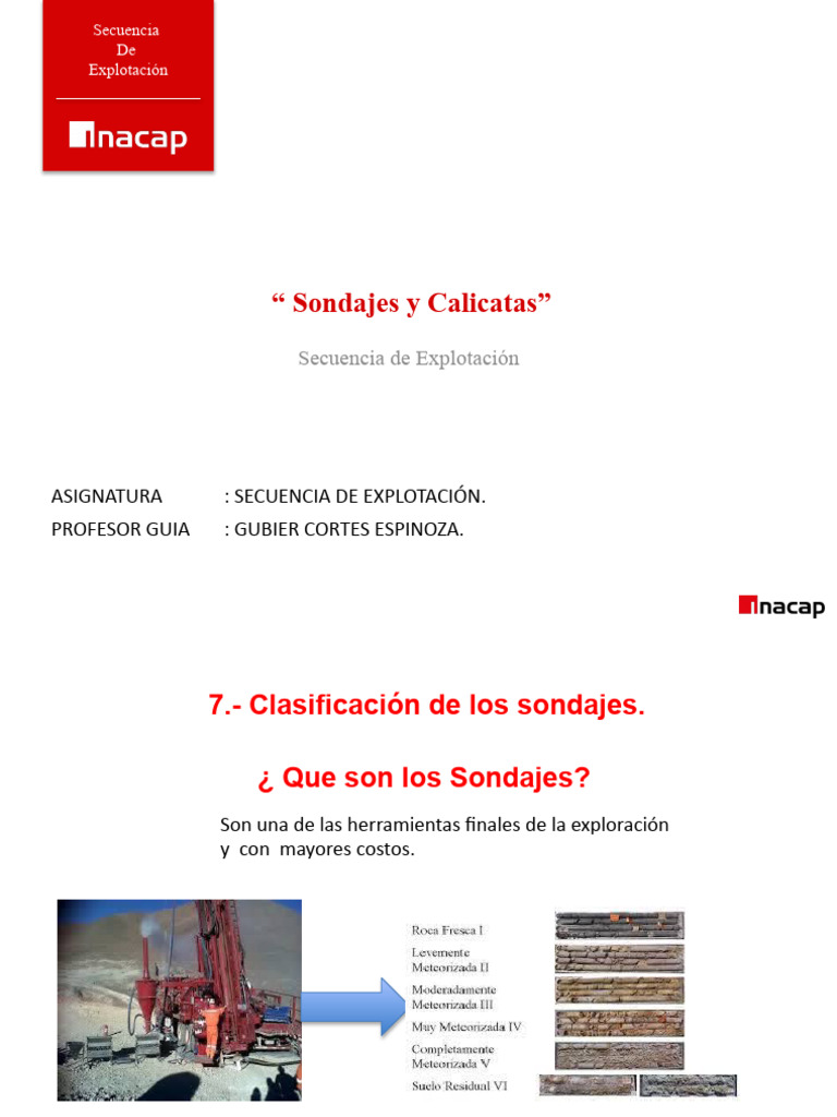Métodos de Sondajes y Calicatas en Geología | PDF | Perforación | Roca ...