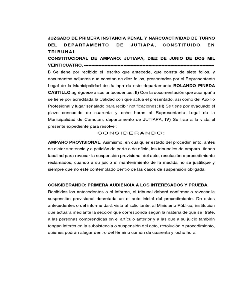Revocación de Amparo en Jutiapa | PDF | Sentencia (ley) | Justicia